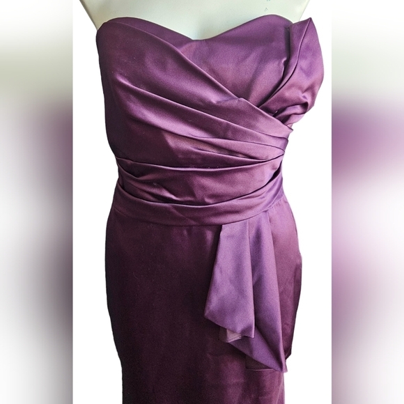 Davids Bridal Plum Colored Strapless Evening Gown Sz 4 Sweetheart Glam - Picture 2 of 6